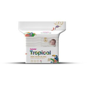 ผ้าเช็ดตัวอเนกประสงค์แบบแห้ง Mamamy Tropical ลายปั๊มนูน ไม่ถักทอ จำนวน 160 ชิ้น ขายส่ง สำหรับดูแลผิวเด็กและอาบน้ำ - Product Image 1