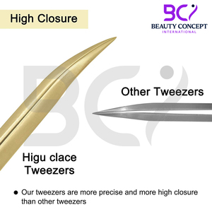 45 Degree Plasma Gold Color Best Durable Product Extension Tweezers Good Selling Stainless Steel Expert Lash Extension Tweezers - Product Image 4