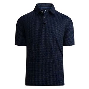 Nouveau gros hommes d'affaires décontracté à manches courtes polos été léger 240 grammes Polyester/coton soie tissu imprimé - Product Image 6