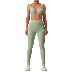 Wholesale New Design Women Yoga Set Custom Front Logo Solid Shorts Spandex/Nylon Breathable Elastic Waist - Product Image 1