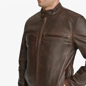 Chaqueta de moto de cuero para hombre-Chaqueta de motorista duradera y protectora con estilo clásico, perfecta para montar y ropa informal - Product Image 4