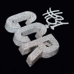 Pendentif en argent 925 de luxe avec logo personnalisé, moissanite, 3 pouces, grande taille, rond, médaille avec sertissage à griffes, clarté VVS, style hip-hop - Product Image 3