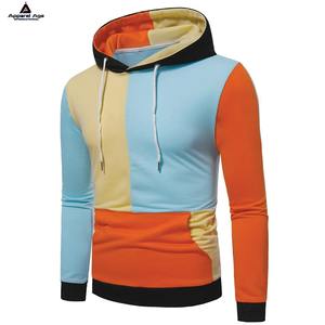 Automne hommes pull à capuche Logo personnalisé brodé solide bloc de couleur unie polyester coton dégoulinant impression hiver sweats à capuche - Product Image 1