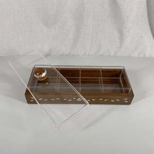 Premium Chocolate and Candy Presentation Handcrafted Acrylic dom Gift <b>Box</b> with Elegant <b>Wooden</b> Lid & Mother of Pearl Inlay for - Product Image 4