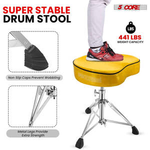 5 Core Drum Throne 4 <b>Padded</b> Guitar <b>Stool</b> Drummer Chair Adjustable Musician Seat - Product Image 5