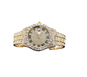 Montre en diamant faite à la main pour femmes avec cristaux étincelants cadran rond bracelet mince et design de luxe élégant - Product Image 1