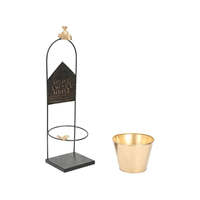 Jardinière de sol en aluminium thermolaqué Home Sweet Home 53 cm, support décoratif en forme de seau doré, rustique, pour plantes d'intérieur et d'extérieur