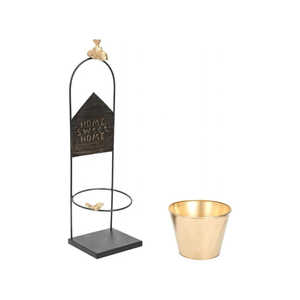 Jardinière en métal Home Sweet Home - Support décoratif en forme de seau doré de 53 cm - Porte-plantes rustique pour l'intérieur et l'extérieur - Product Image 3