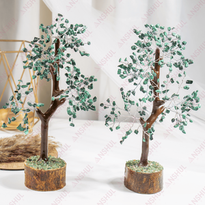 Árbol de la Vida de Cristal con 300 Chips de Malaquita de Grado AAA Premium, Hecho a Mano con Artesanía, para Decoración del Hogar y Energía - Product Image 1