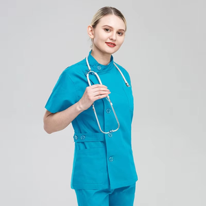 Multi-color Short-sleeved Nurse Scrubs Side Button Hospital Work Uniform <b>Set</b> Includes <b>Doctor</b> Scrub Suit Trousers Customized - Product Image 3