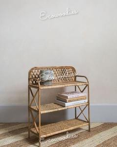 ชั้นวางของหวาย 3 ชั้น ทำมือ สำหรับตกแต่งบ้าน เฟอร์นิเจอร์ห้องนั่งเล่น ชั้นวางของหวายสำหรับตกแต่งบ้านและเฟอร์นิเจอร์ - Product Image 3