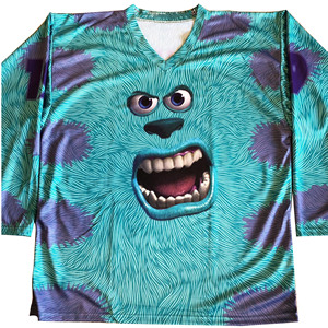 Maillot de hockey sur glace à manches longues pour adulte, col en V uni, prix de gros, personnalisable avec nom/numéro d'équipe, 100 % polyester, tenue d'entraînement - Product Image 2