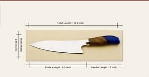 Couteau de chef en acier D2 à haute teneur en carbone, 13.5 pouces avec combinaison de résine et manche en bois - Product Image 3