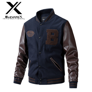 Chaqueta de invierno estilo Letterman para hombre, nueva, de moda, para motocicleta, superventas, con parche bordado de satén, botones y cuello alto, de lona ecológica. - Product Image 3