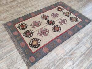 พรมปอกระเจาขนสัตว์โบราณสไตล์อินเดียแนววินเทจแนวโบฮีเมียนเส้นใยธรรมชาติถักทอมือเป็นมิตรกับสิ่งแวดล้อมสำหรับใส่ในบ้านพรมและชุดเสื้อผ้าที่หรูหรา - Product Image 4