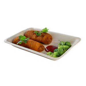 Assiettes de feuille de palmier rectangle profond biodégradables jetables les plus vendues, disponibles en différentes tailles pour le service de nourriture de mariage - Product Image 1