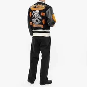 Vente chaude Veste universitaire pour homme en coton avec broderie chenille personnalisée, col montant, logo frontal et logo couleur personnalisable, manches en coton, vente en gros - Product Image 4