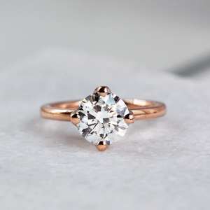 7mm Round Cut White CZ Solitaire Engagement Ring in Rose Gold Four Prong Bridal Promise <b>Jewelry</b> Wholesale Fashion Custom OEM - Product Image 1