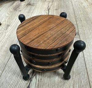 Venta caliente posavasos de bambú hechos a mano titular de madera de nogal diseño personalizado exportador de la India con posavasos de piedra de alta calidad - Product Image 3