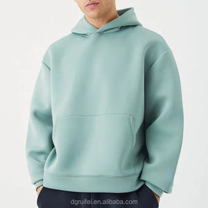 เสื้อฮู้ดดี้ผู้ชายทรงโอเวอร์ไซส์แบบครอป ผ้าฝ้าย 70% โพลีเอสเตอร์ 30% ย้อมสีพื้น พิมพ์ลายปักแบบพัฟ สำหรับฤดูหนาว - Product Image 4