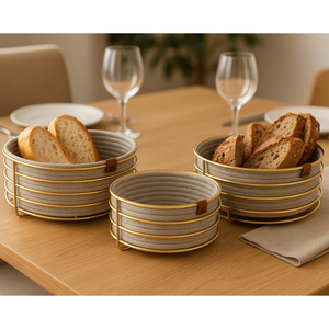 Juego de 3 Bandejas Redondas de Mimbre Natural, Modernas y Desmontables, para Servir en la Mesa, Exhibición de Alimentos, para Cocina, Cafetería o Restaurante - Product Image 3