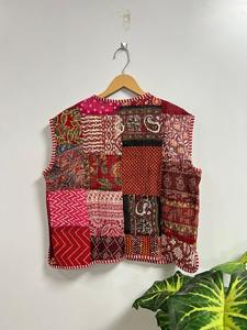Cotton Vest Coat Patchwork Quilted <b>Jacket</b> Indian Handmade <b>Jacket</b> Reversible Fashion Sleeveless <b>Short</b> <b>Jacket</b> For Women - Product Image 6