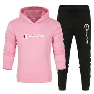 Conjunto Deportivo Casual de Invierno para Hombre 2025, 2 Piezas, Sudadera con Capucha y Pantalones Deportivos, Estampado Urbano, 100% Algodón - Product Image 5
