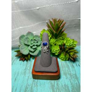 Navajo-Made Boho Style Lapis & Sterling <b>Silver</b> <b>Ring</b> Size 6.75 Platinum Rhodium Plating Gemstone <b>Statement</b> <b>Ring</b> for Everyday Wear - Product Image 1