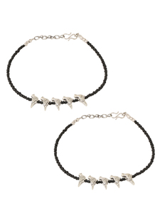 Tobillera con dije de pájaro con cuentas negras para mujer, joyería minimalista para el pie en tono plateado - Product Image 4