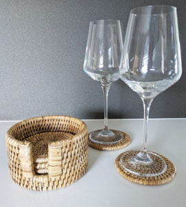 Lot de 6 sous-verres ronds en rotin tissés à la main avec support sous-verres en osier naturel pour cuisine à domicile ou table basse du Vietnam - Product Image 5