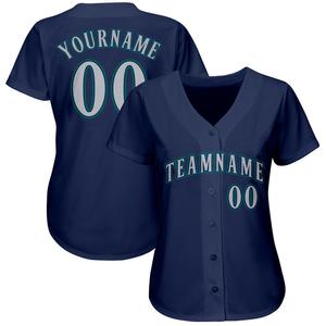Venta al por mayor logotipo personalizado y diseño azul marino gris verde azulado camiseta de béisbol transpirable ligero estirable camiseta de béisbol para adultos - Product Image 3