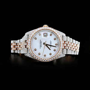 Reloj de pulsera automático de lujo 30 quilates VVS Moissanite Diamante tachonado completamente helado diseño llamativo con pantalla de esfera analógica - Product Image 4