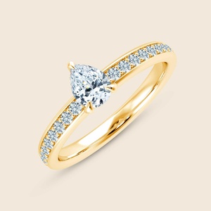 Diamant de laboratoire taille poire 0,3 carat, micro-bague solide en or massif 14K, couleur F-VS, cadeau d'anniversaire de mariage - Product Image 2