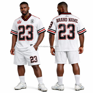 Maillots de football américain personnalisables à manches courtes, imprimés par sublimation, séchage rapide, respirants, vente en gros, maillots et pantalons d'entraînement - Product Image 3