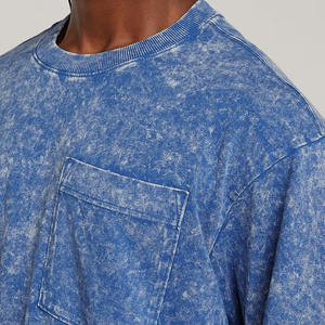 Camiseta de lavado ácido de algodón 100% de alta calidad para hombre, patrón sólido de gran tamaño personalizado con estampado de logotipo hecho de tela de punto - Product Image 4