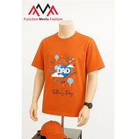 T-shirt à manches courtes en coton mélangé terylène (TC) vietnamien, coupe décontractée, respirant, imprimé orange, imprimé graphique