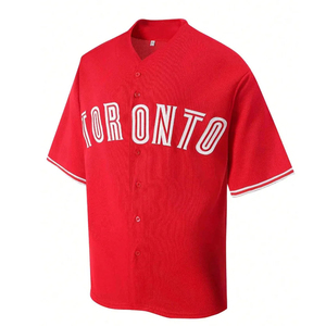 Maillot de baseball respirant entièrement personnalisable avec nom du joueur, sublimation intégrale, boutons, col en V, pour softball et sports, faible MOQ - Product Image 1