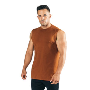 Men's Summer Cotton Tank <b>Tops</b> Quick Dry Fitness Sports Vest Screen Printed Solid Street Style Breathable Knitted <b>Sleeveless</b> OEM - Product Image 2