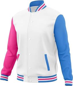 Chaqueta de Béisbol Personalizada para Hombre, Lisa, sin Bordado, Chaqueta de Béisbol de Satén con Cierre, Servicio OEM, Logotipo Personalizado, Informal - Product Image 1