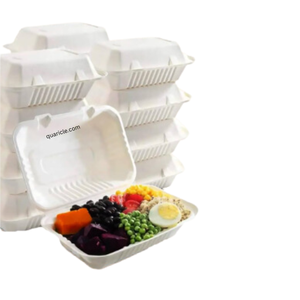Modern Trending Stylish Burger <b>Box</b> Clamshell 9*6 Natural All Type Events Food Truck Kitchen Packaging Durable Bagasse Material - Product Image 2