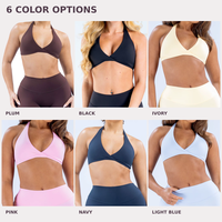 Soutien-gorge de sport/yoga anti-choc à maintien moyen en Spandex/Nylon brossé, ultra-extensible, effet seconde peau, qui sublime le dos