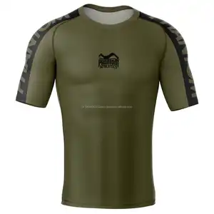 Protetor de erupção cutânea MMA, projete sua própria camisa de compressão por sublimação, Bjj Rashguard, tecnologia de impressão personalizada para homens, OEM longo