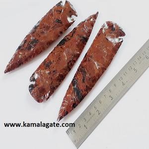 หัวลูกศรแบบเคาะมือหัวลูกศรงานหัตถกรรมทำจากหินกึ่งมีค่าทำจากมะฮอกกานีออบซิเดียนขนาด6นิ้ว - Product Image 3