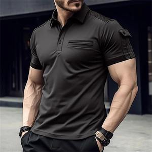 Polo de Algodón 100% para Hombre, Camisa Deportiva Informal de Verano, Color Sólido, Uso Diario, Solapa Delgada, Diseño Muscular con Costura, Bolsillo EN EL Brazo - Product Image 6