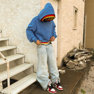 Nouvel arrivage Sweat à capuche épais en éponge française à trois couches Pull uni à capuche triple couche Boxy Cropped Hoodies pour hommes - Product Image 6