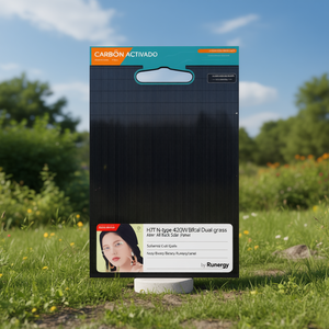 แผงโซลาร์เซลล์ HJT N-Type 420W แบบสองหน้า กระจกสองชั้น สีดำทั้งหมด ของ Runergy - Product Image 3
