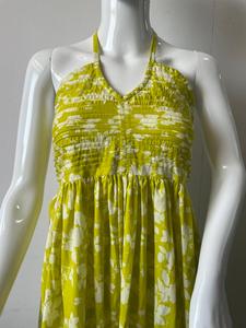 Pehchaan ชุดเดรสมิดิลำลองสำหรับผู้หญิงสีเขียวสดใสพิมพ์ลายแอบสแตรกแขนผูกด้านหลังหลวมจัดส่งเร็วไซส์ฟรีวันหยุด - Product Image 2