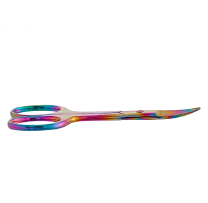 Customizable <b>Beauty</b> <b>Tool</b> Nail Cutting Fancy Cuticle Scissors Fine Curved Stainless Steel Sharp Multi-Color Coated Ceramic Mirror - Product Image 3