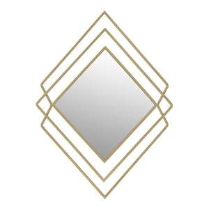 Miroir mural contemporain en laiton antique motif en forme d'octogone géométrique cadre en fil métallique décoration murale élégante pour - Product Image 2