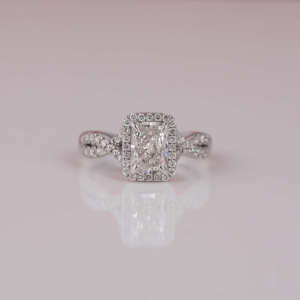 Radiant Cut Lab Created Diamond Halo Cluster Setting Engagement <b>Ring</b> 18KT Solid Gold Plated Conflict Free Diamond <b>Ring</b> - Product Image 1